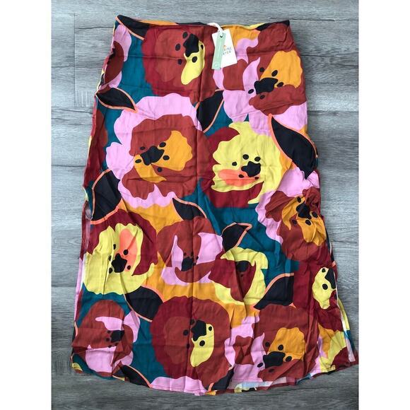 Marine Layer Ryan Skirt Lightweight Slip Midi Exploded Floral Multicolor NWT 8 - Picture 4 of 10